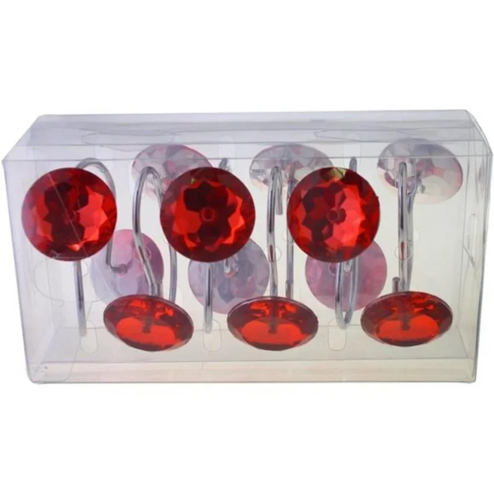 Round Acrylic Decorative Rhinestones Bling Rolling Bathroom Bath Set of 12 Rings
